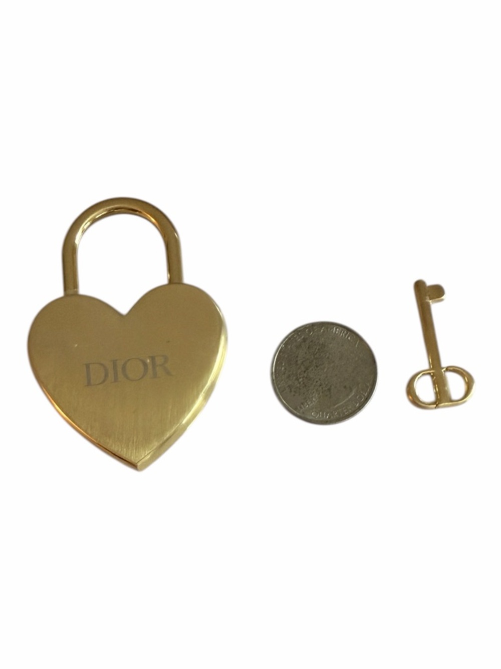 Christian Dior Heart Lock & Key Collectible Gold Tone Rare w Original Box - Picture 6 of 7